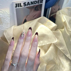 French Diamond(Handmade press on nails)/30Pcs Almond Nails