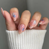 Summer Flower Press on Nails 30Pcs Short Almond Nails