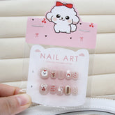 Cat Eye Animal Polka Dot Bow(Handmade Press On Nails)/10Pcs Short Children's Nails