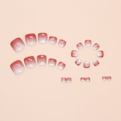 Gradient Color Cat Eye(Handmade Press On Nails)/24Pcs Short Toe Nails