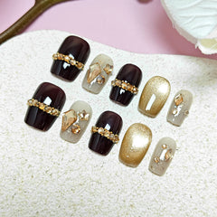 Sweet Starry Sky Cat Eye(Handmade press on nails)/10Pcs Square Nails