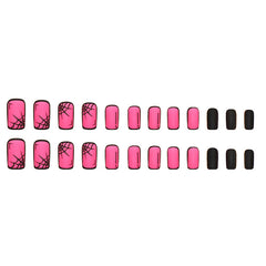 Comic Spider Web Press on Nails 24Pcs Medium Squoval Nails