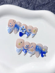 Sfumato Polka Dot Diamond(Handmade press on nails)/10Pcs Almond Nails