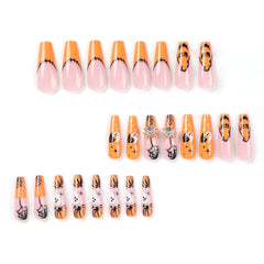 Spider Ghost Press on Nails 24Pcs Long Ballerina Nails