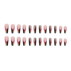 Gradient Spider Web Press on Nails 24Pcs Long Ballerina Nails
