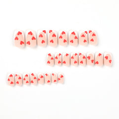 Frosted White French Love Press on Nails 24Pcs Medium Squoval Nails