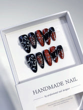 Kneading Flower Dark(Handmade press on nails)/10Pcs Almond Nails