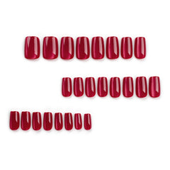 Cat Eye Simple Red Press on Nails 24Pcs Short Squoval Nails