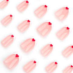 Simple French Love Press on Nails 24Pcs Medium Almond Nails