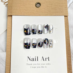 Bombay Cat Cat Eye(Handmade press on nails)/10Pcs Squoval Nails
