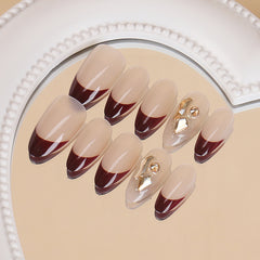 French Diamond(Handmade press on nails)/30Pcs Almond Nails