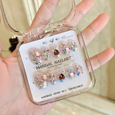 Sparkling Heart Sequins Handmade press on Nails / 10Pcs Squoval Nails