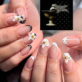 French Polka Dot Lily Presson on Nails 10Pcs Medium Almond Nails