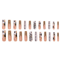 French Western Cowboy White Press on Nails 24Pcs Long Squoval Nails