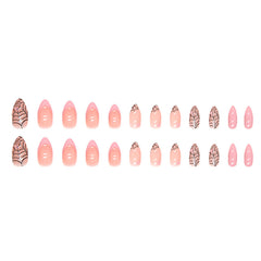 Love Spider Web Press on Nails 24Pcs Medium Almond Nails