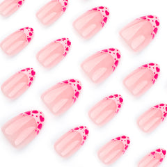 Pink Love French Press on Nails 24Pcs Medium Almond Nails