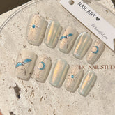 Cupid's Arrow Cat Eye(Handmade press on nails)/10Pcs Squoval Nails