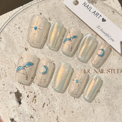 Cupid's Arrow Cat Eye(Handmade press on nails)/10Pcs Squoval Nails