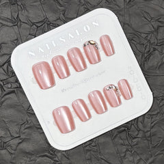 Peach Smoothie Cat Eye(Handmade press on nails)/10Pcs Squoval Nails
