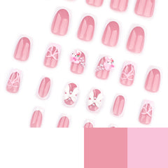 French Bow Melody Press on Nails 24Pcs Short Squoval Nails