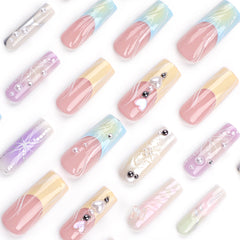 Macaron(Handmade press on nails)/24Pcs Coffin Nails