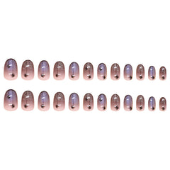 Colorful Spider Press on Nails 24Pcs Short Oval Nails