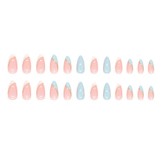 Blue Sky Handmade press on Nails / 24Pcs Almond Nails