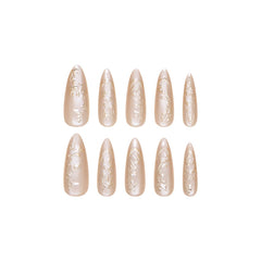 Golden 3D Flower Cat Eye Gradient(Handmade press on nails)/10Pcs Stiletto Nails