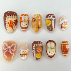 Caramel Miffy Presson on Nails 10Pcs Medium Almond Nails