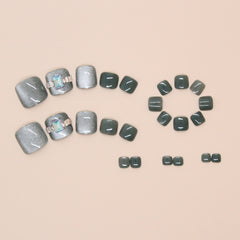 Diamond Cat Eye(Handmade Press On Nails)/24Pcs Short Toe Nails