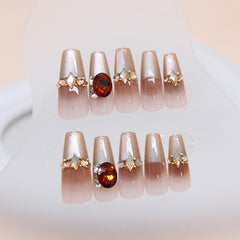 Ruby(Handmade press on nails)/24Pcs Coffin Nails