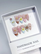 Barbie Embossed(Handmade press on nails)/10Pcs Almond Nails