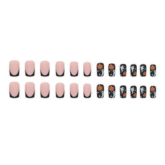 Pumpkin Ghost Press on Nails 24Pcs Medium Squoval Nails