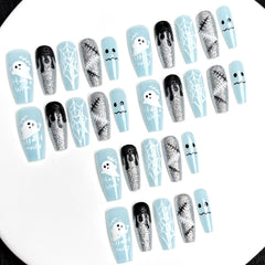 Blue Ghost(Handmade press on nails)/10Pcs Coffin Nails