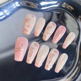 Love Bow Cat Eye(Handmade press on nails)/10Pcs Ballerina Nails