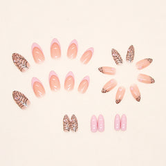 Love Spider Web Press on Nails 24Pcs Medium Almond Nails