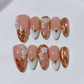 Nude Carved Cat Eye(Handmade press on nails)/10Pcs Almond Nails