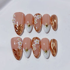 Nude Carved Cat Eye(Handmade press on nails)/10Pcs Almond Nails