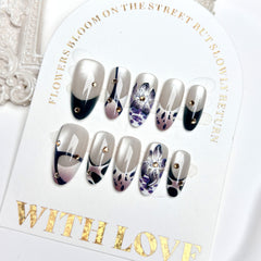 Devil's Flower(Handmade press on nails)/10Pcs Almond Nails