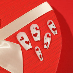 Love Diamond Press on Nails 24Pcs Long Coffin Nails