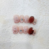 Butterfly Cat Eye Diamond Handmade press on Nails / 10Pcs Squoval Nails