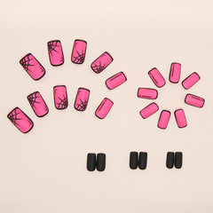 Comic Spider Web Press on Nails 24Pcs Medium Squoval Nails
