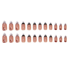 White French Bat Press on Nails 24Pcs Medium Almond Nails