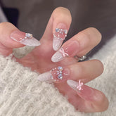 Bow Cat Eye(Handmade press on nails)/10Pcs Stiletto Nails