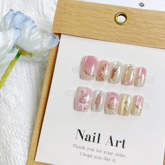 Gilded Butterfly Cat Eye(Handmade press on nails)/10Pcs Squoval Nails