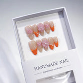 French Pearl(Handmade press on nails)/10Pcs Almond Nails