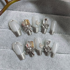 Butterfly Camellia(Handmade press on nails)/10Pcs Ballerina Nails