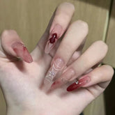 Red Spider Press on Nails 24Pcs Long Almond Nails