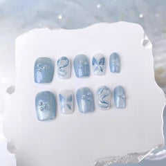 Cat Eye Butterfly 3D Snake Handmade press on Nails / 10Pcs Squoval Nails