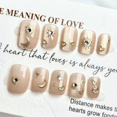 Moon & Star River Cat Eye(Handmade press on nails)/10Pcs Square Nails
